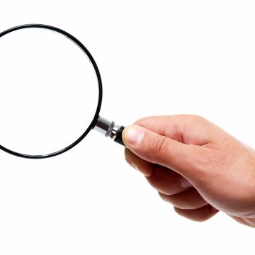 background check services verispy features hand holding magnifying glass white background